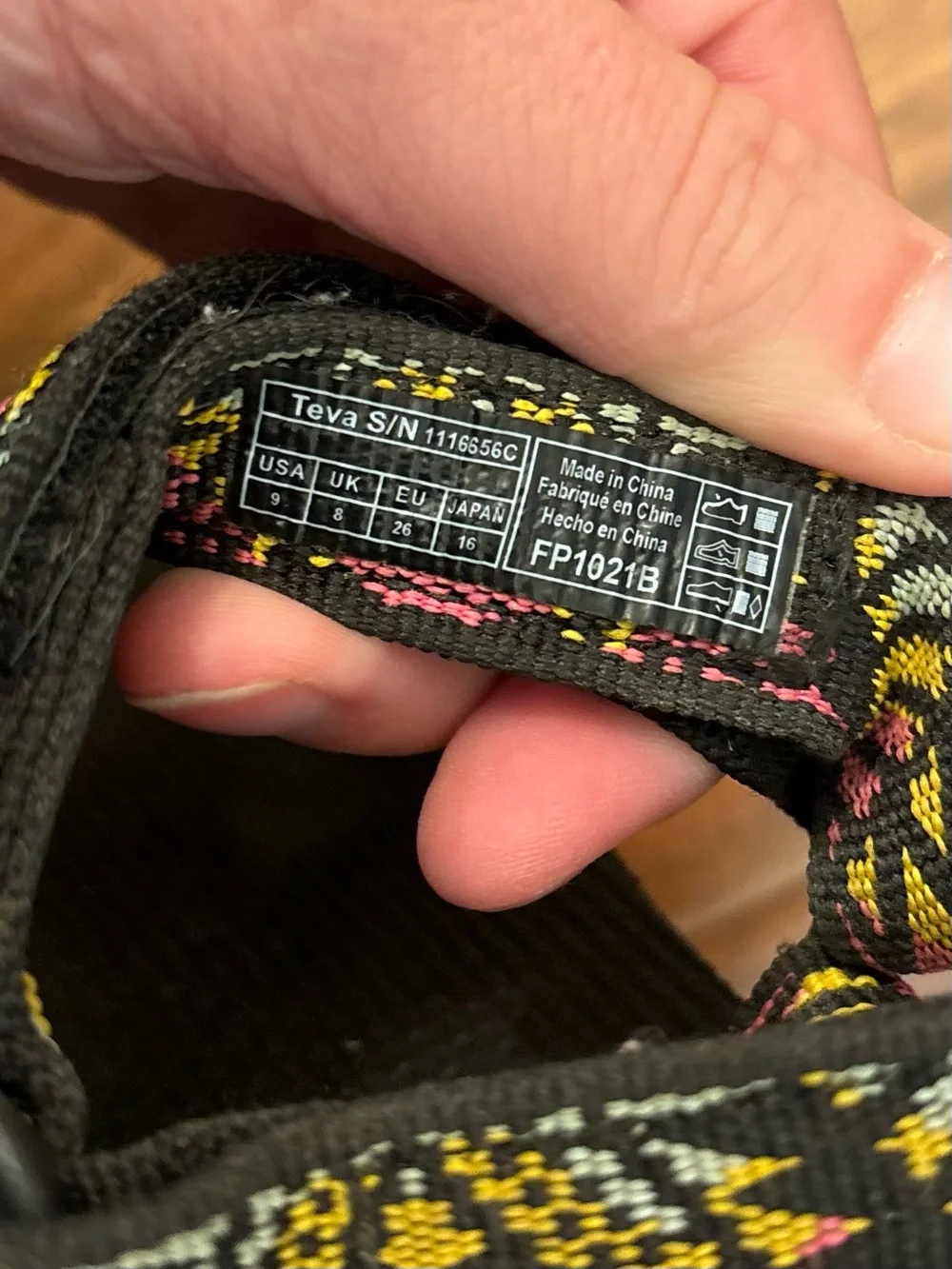 Teva Black Rainbow Strap Velcro Sandals